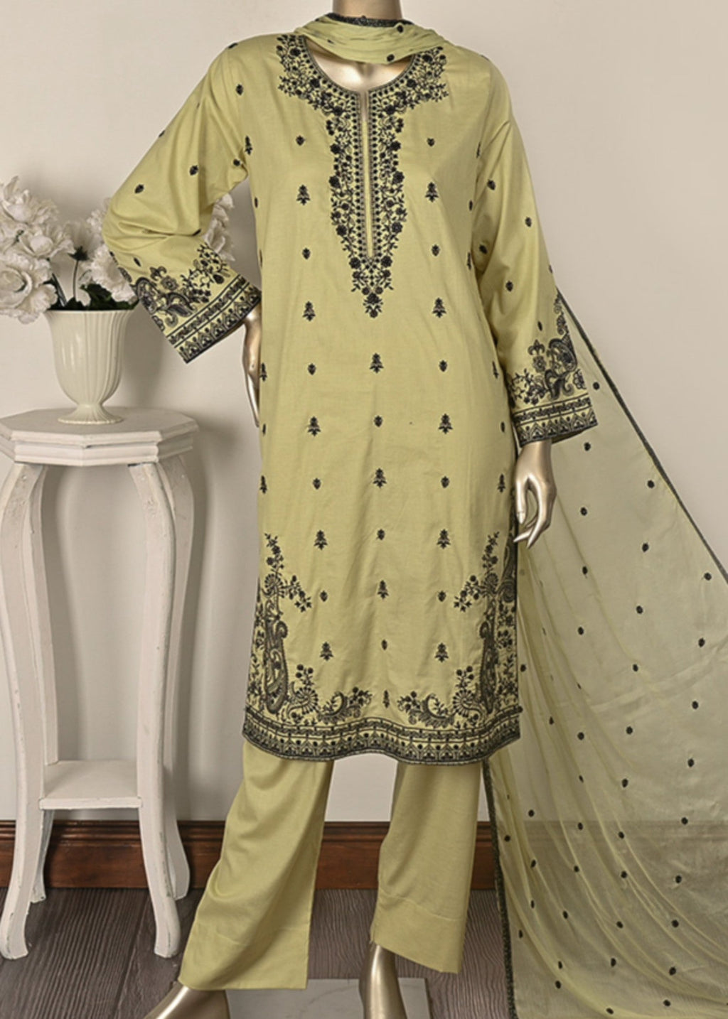 Khombi Image BZ 193 Spring Bud Daily/Basic Wear Cotton Embroidered Dress Women 3pcs