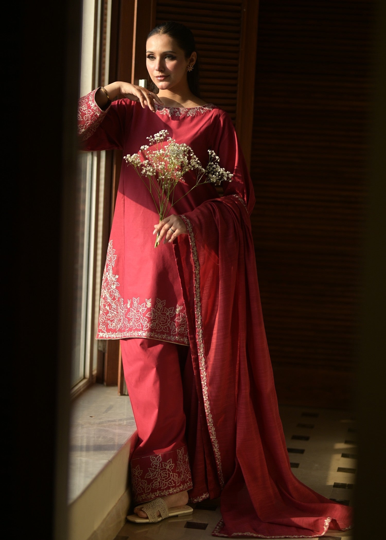 Ayesha Mubariz AVELINE LAWN RUBY RED Embroidered (AM028) Women 3pcs