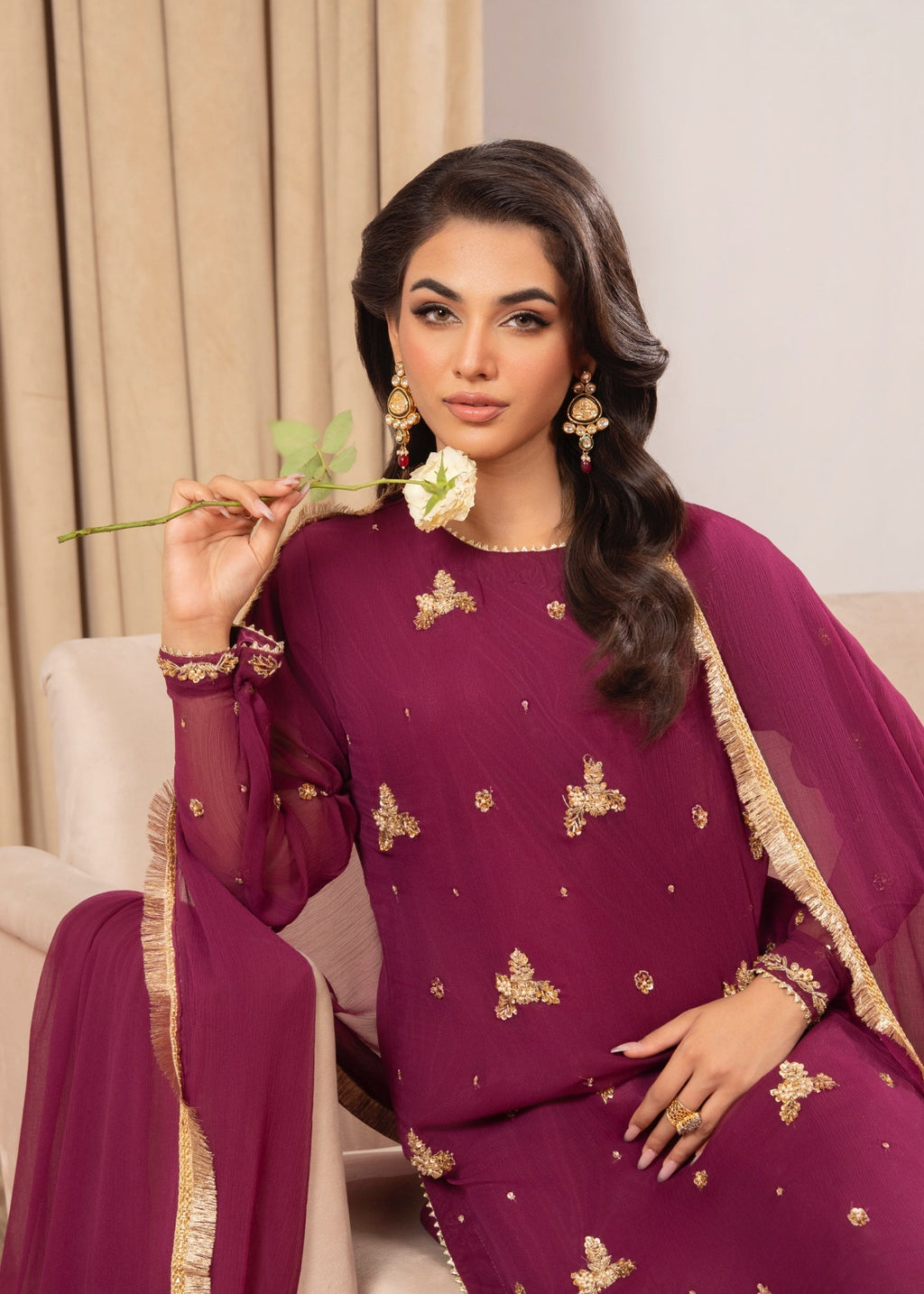 Maira Fashion Raspberry Sharara 44 Women 4pcs