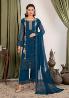 Four Season Boutique NOOR MEHAL TEAL BLUE Women 3pcs
