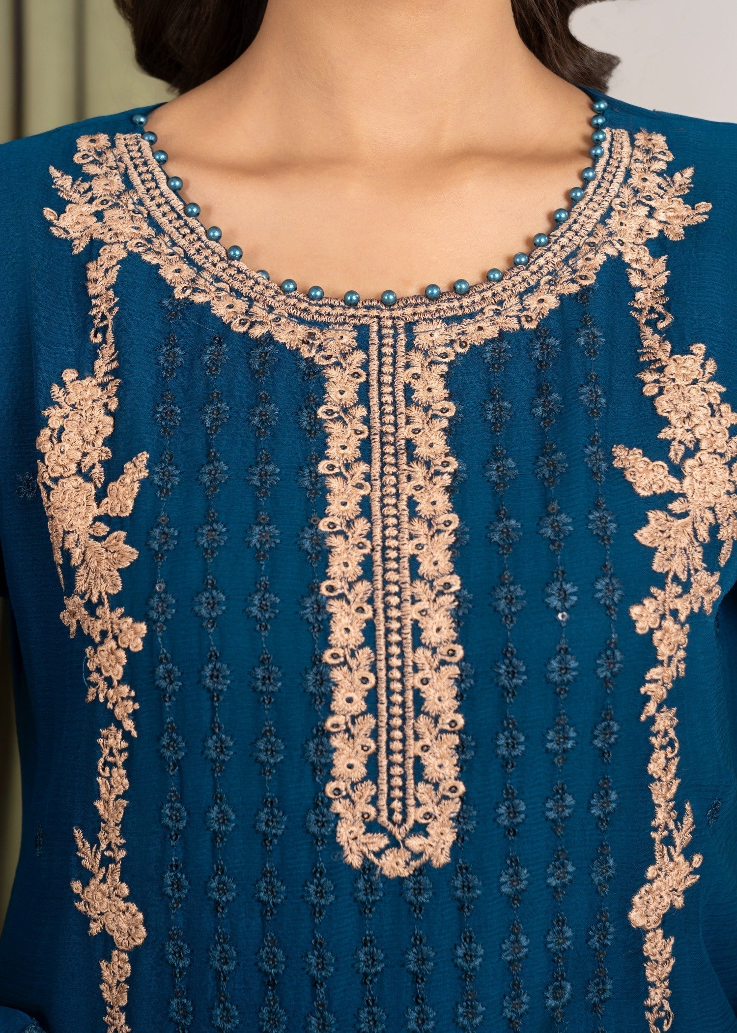 Four Season Boutique NOOR MEHAL TEAL BLUE Women 3pcs