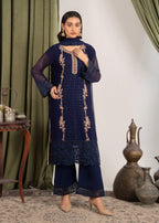 Four Season Boutique NOOR MEHAL NAVY BLUE Women 3pcs