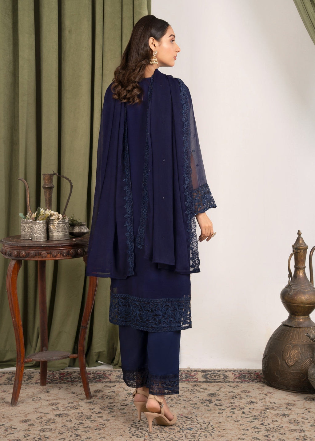 Four Season Boutique NOOR MEHAL NAVY BLUE Women 3pcs