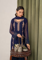 Four Season Boutique NOOR MEHAL NAVY BLUE Women 3pcs