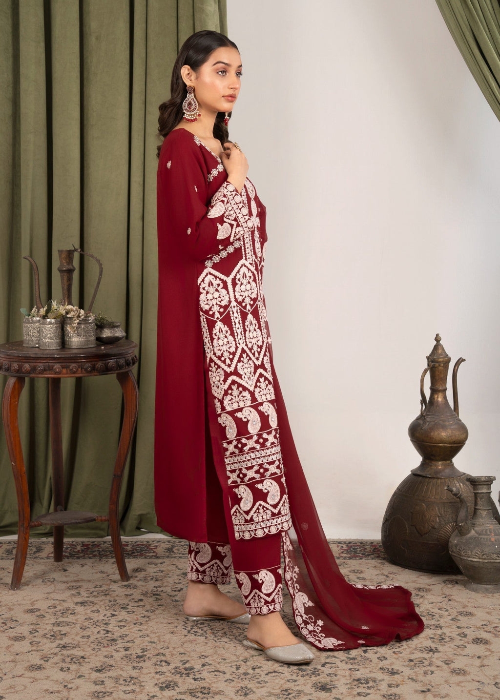 Four Season Boutique AFROZ MAROON Women 3pcs