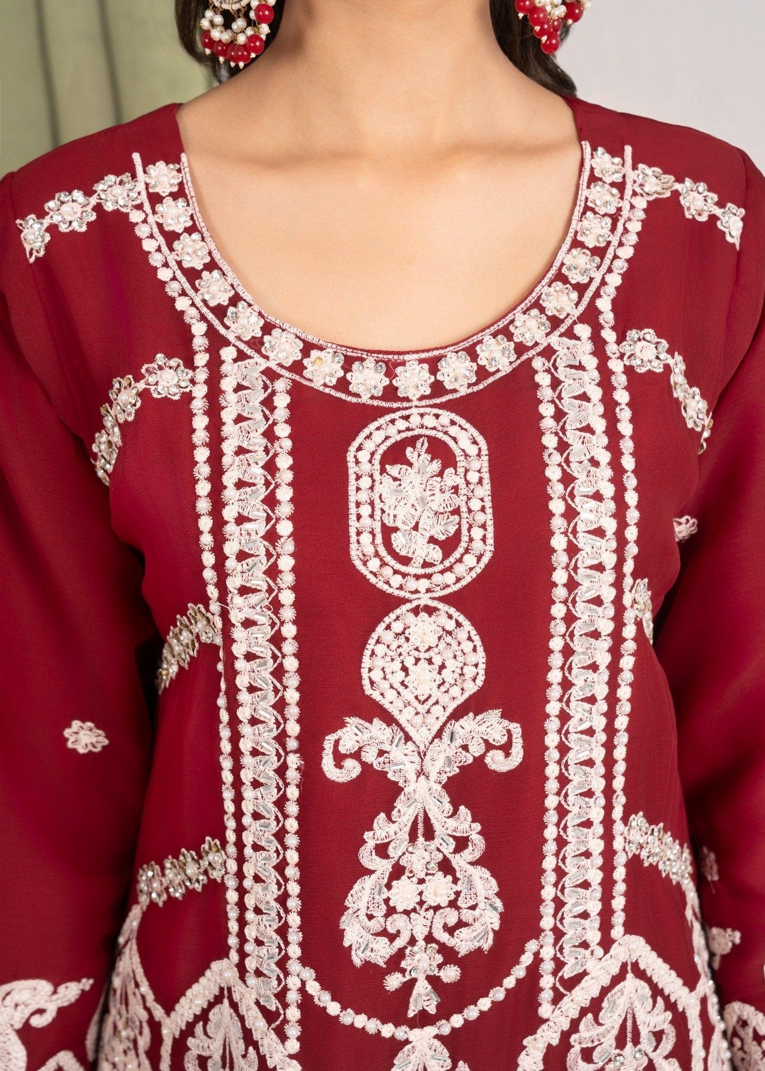 Four Season Boutique AFROZ MAROON Women 3pcs