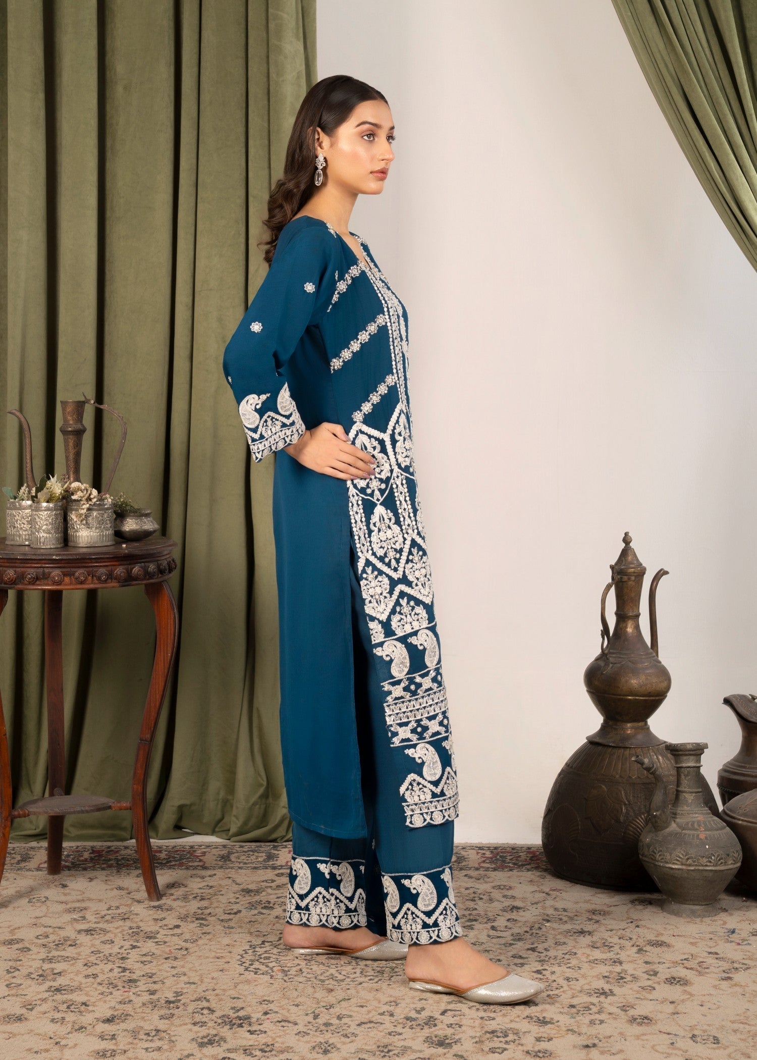 Four Season Boutique AFROZ TEAL BLUE Women 3pcs