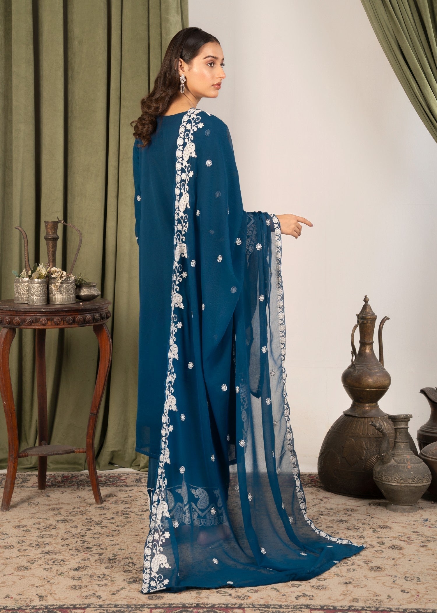 Four Season Boutique AFROZ TEAL BLUE Women 3pcs