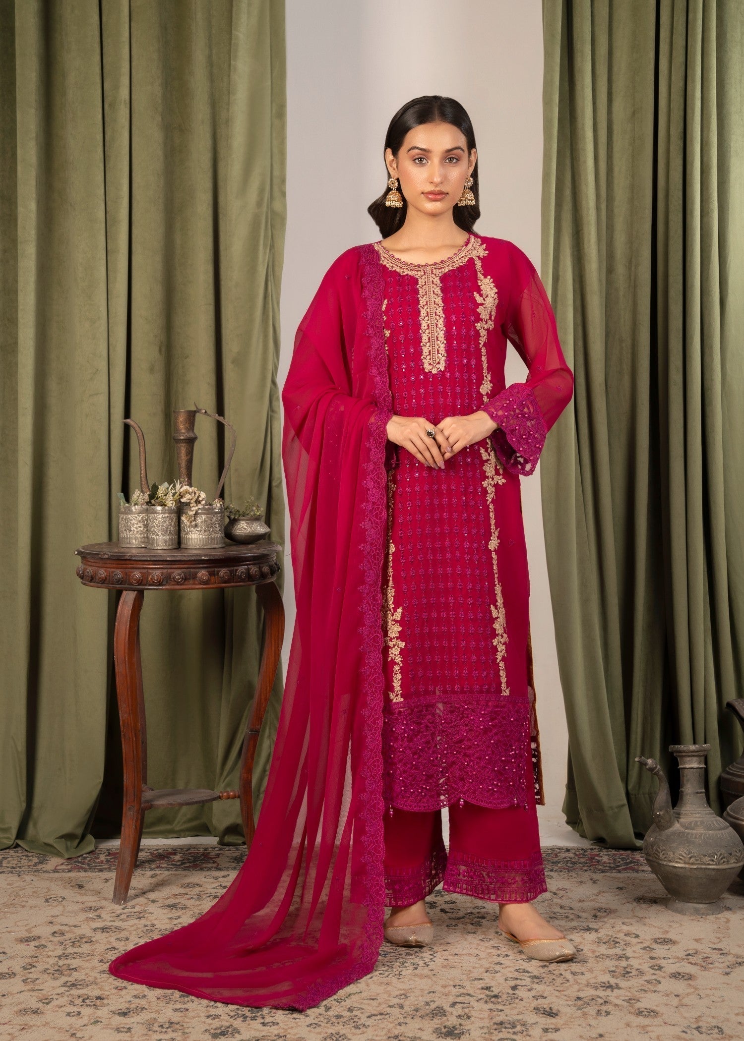 Four Season Boutique NOOR MEHAL HOTPINK Women 3pcs