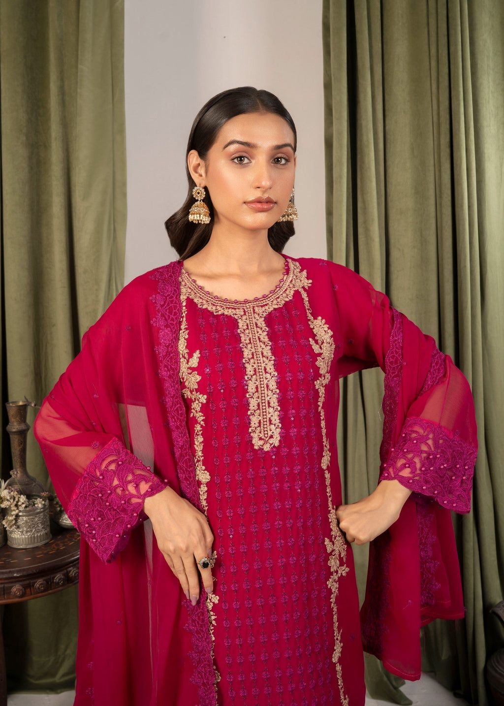 Four Season Boutique NOOR MEHAL HOTPINK Women 3pcs