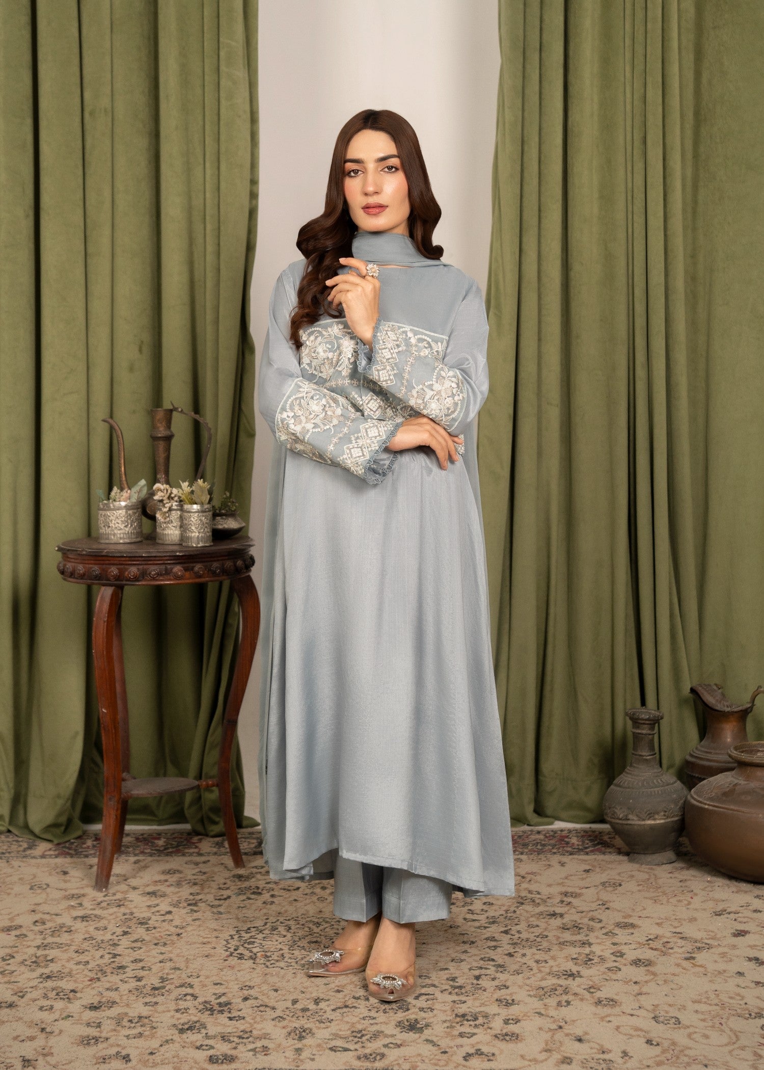 Yolo Pret Embroidered Raw Silk Koti with Frock FATAH F25 0023 Women 4pcs