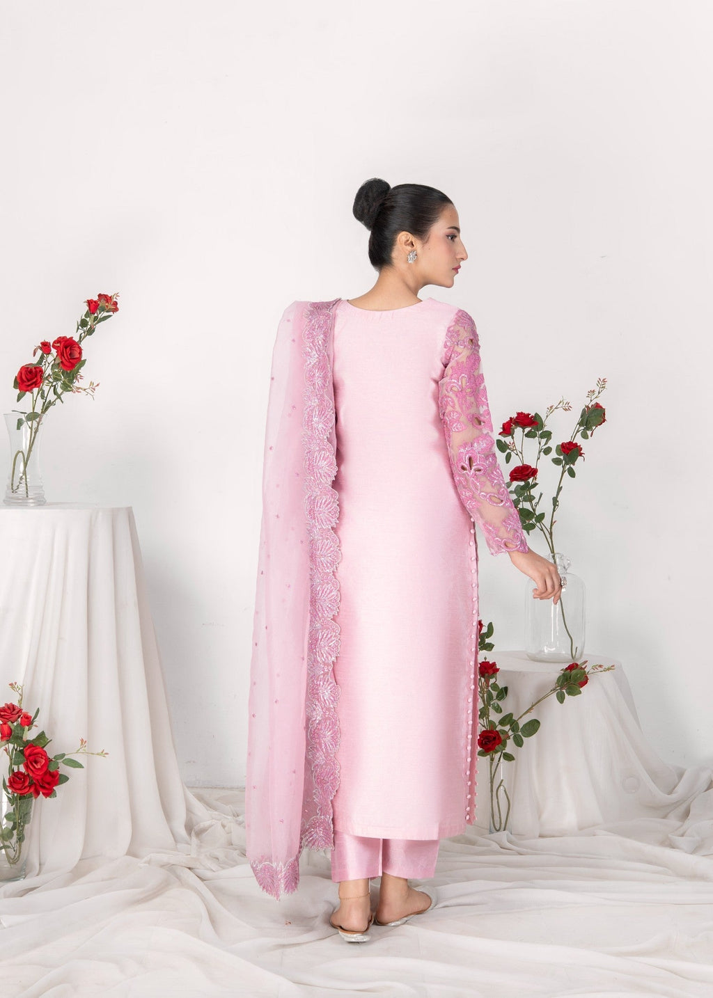 Alyssa PINK RAWSILK KURTI SET ALL611 Women 3pcs
