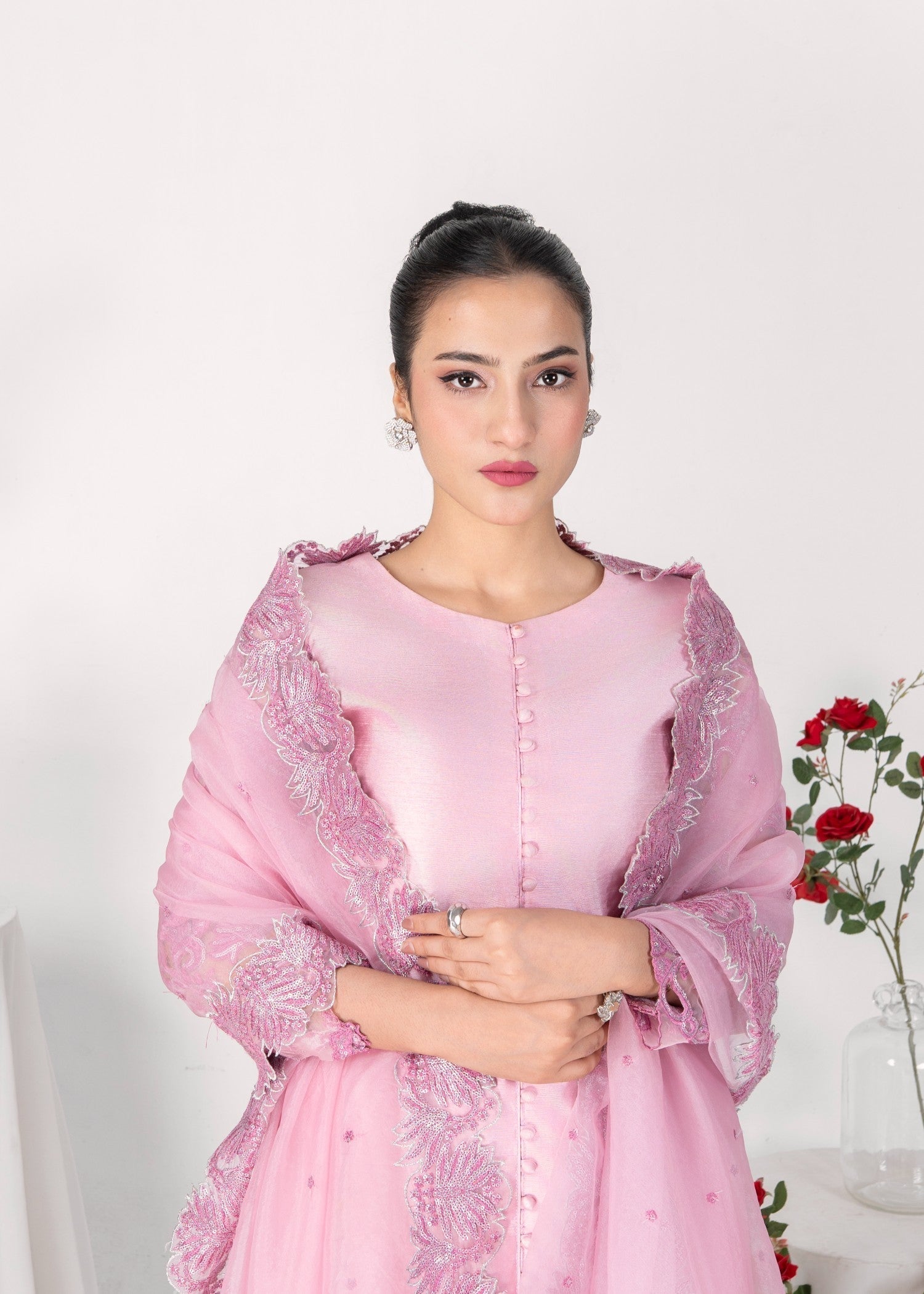 Alyssa PINK RAWSILK KURTI SET ALL611 Women 3pcs