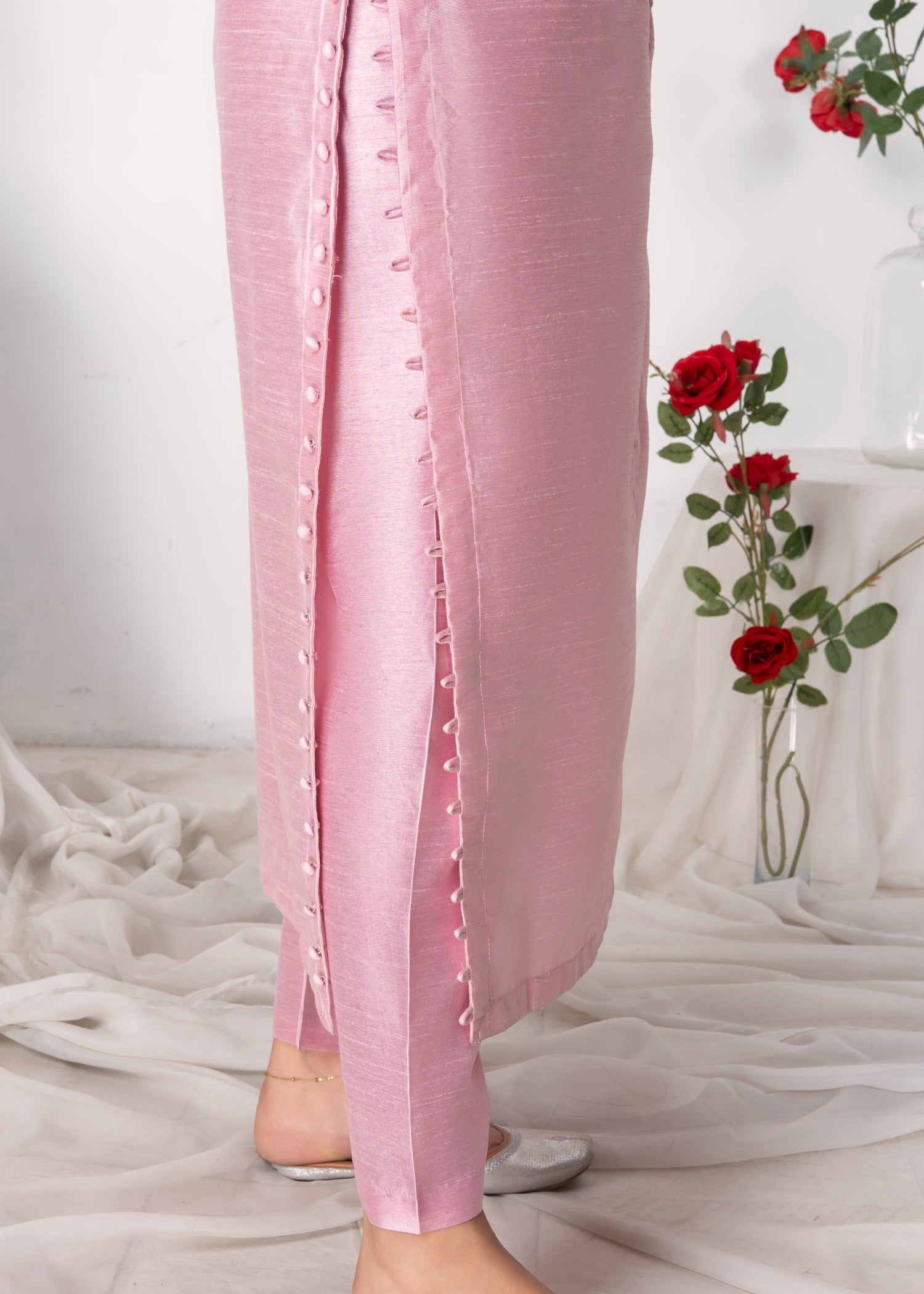 Alyssa PINK RAWSILK KURTI SET ALL611 Women 3pcs