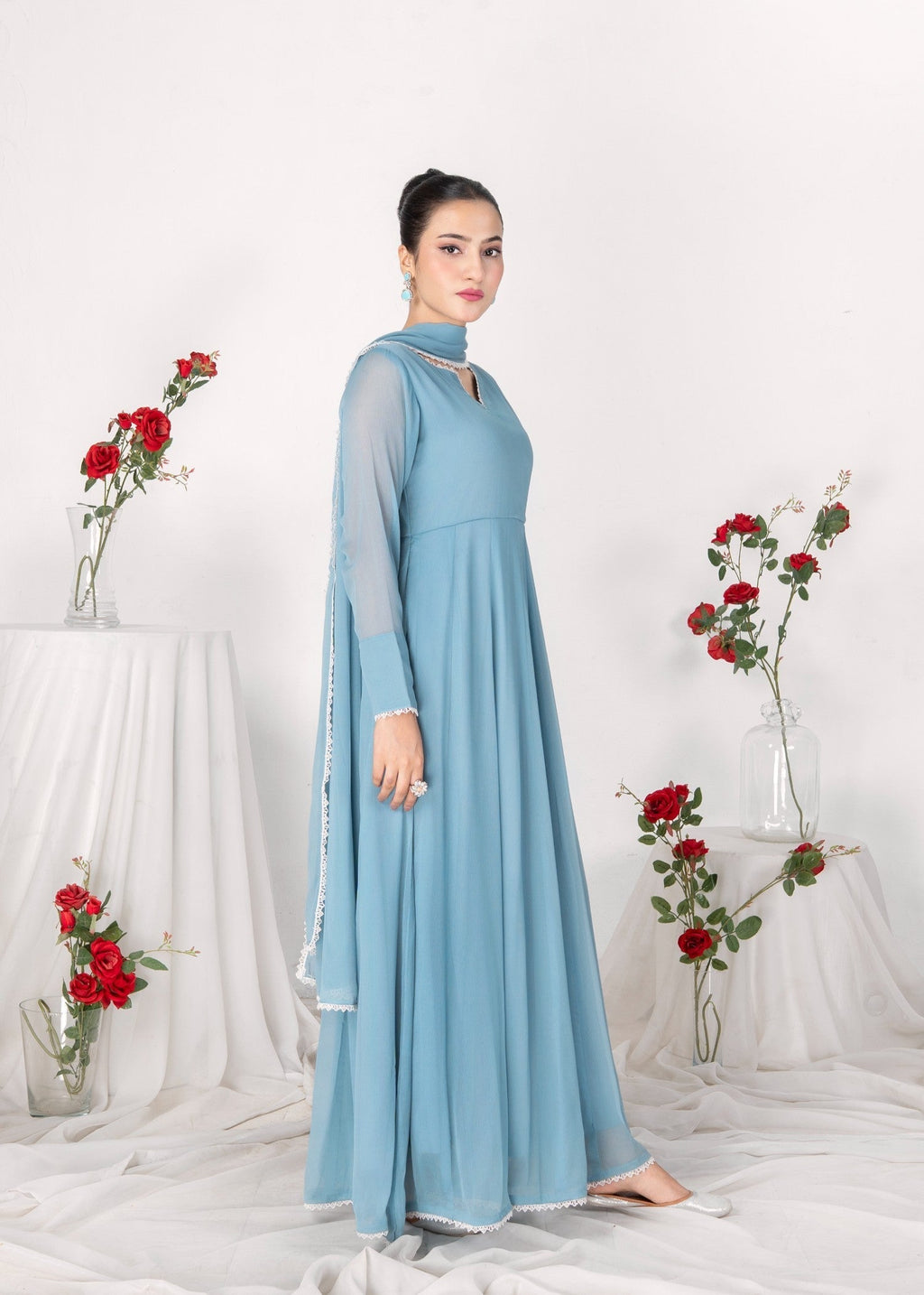 Alyssa LIGHT BLUE CHIFFON MAXI Women 3pcs