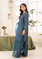 Naaz Couture Raw Silk Farshi Set Dark Teal Women 3pcs
