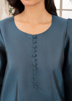 Naaz Couture Raw Silk Farshi Set Dark Teal Women 3pcs