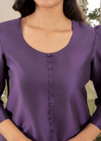 Naaz Couture Raw Silk Farshi Set Indigo Purple Women 3pcs
