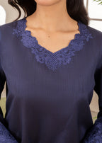 Naaz Couture Raw Silk Farshi Set Navy Blue Women 3pcs