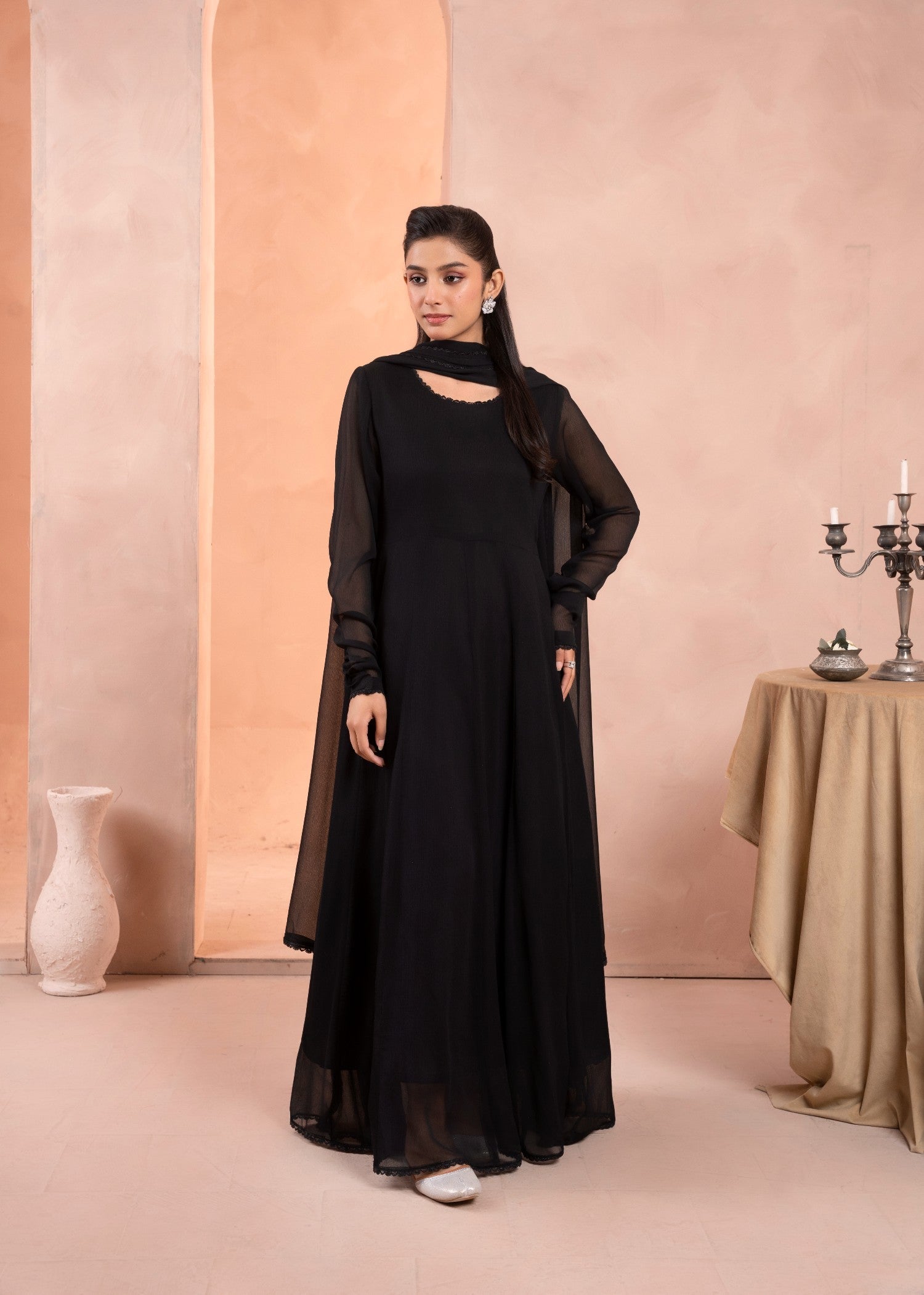 Alyssa BLACK CHIFFON MAXI Women 3pcs