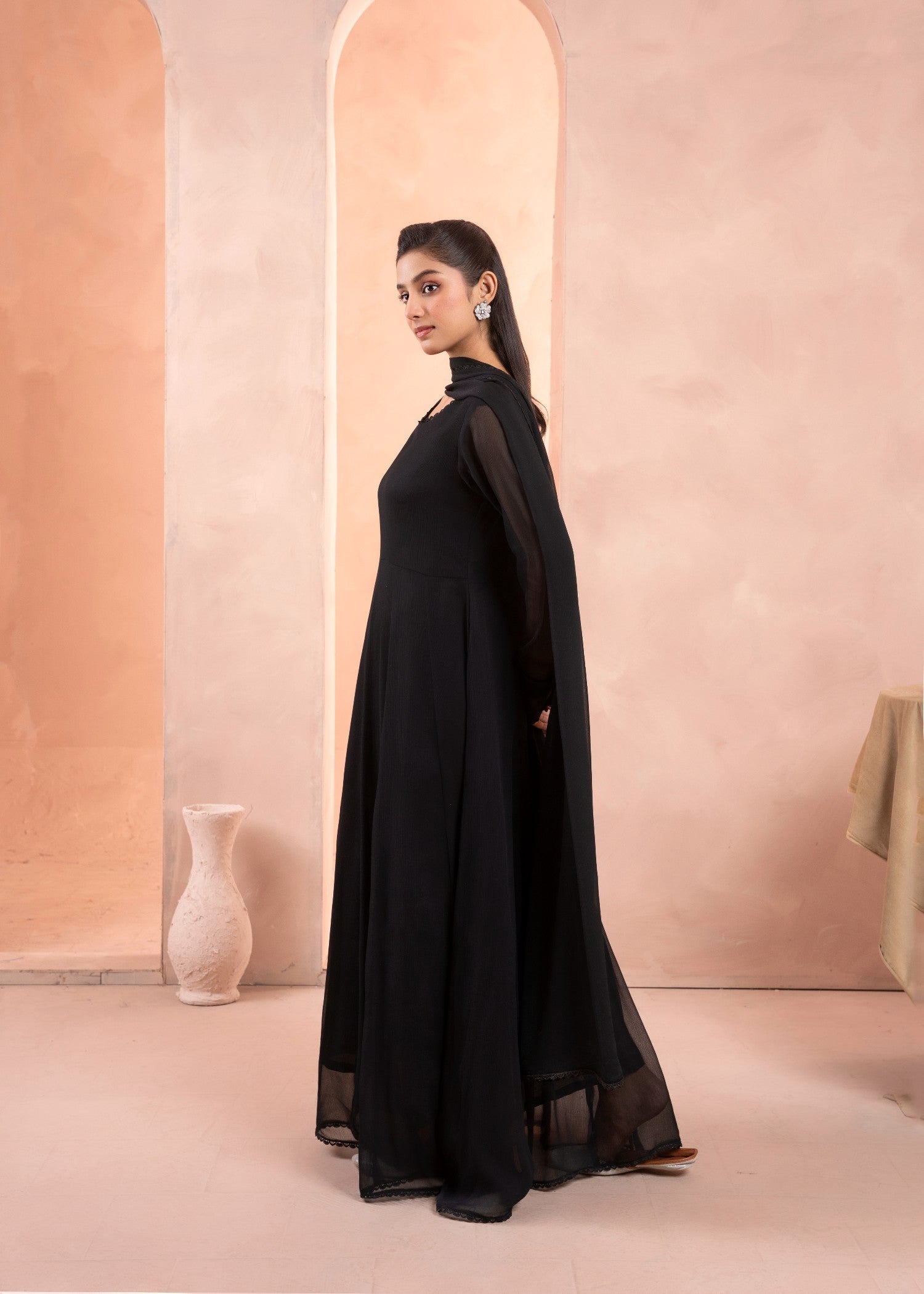 Alyssa BLACK CHIFFON MAXI Women 3pcs