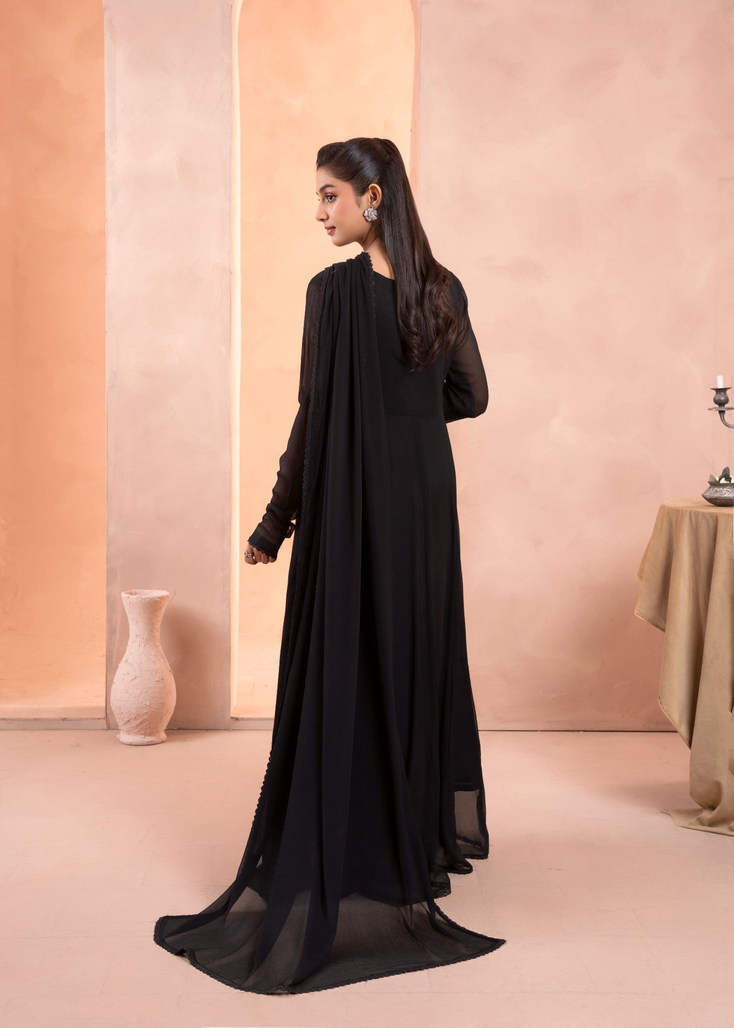 Alyssa BLACK CHIFFON MAXI Women 3pcs