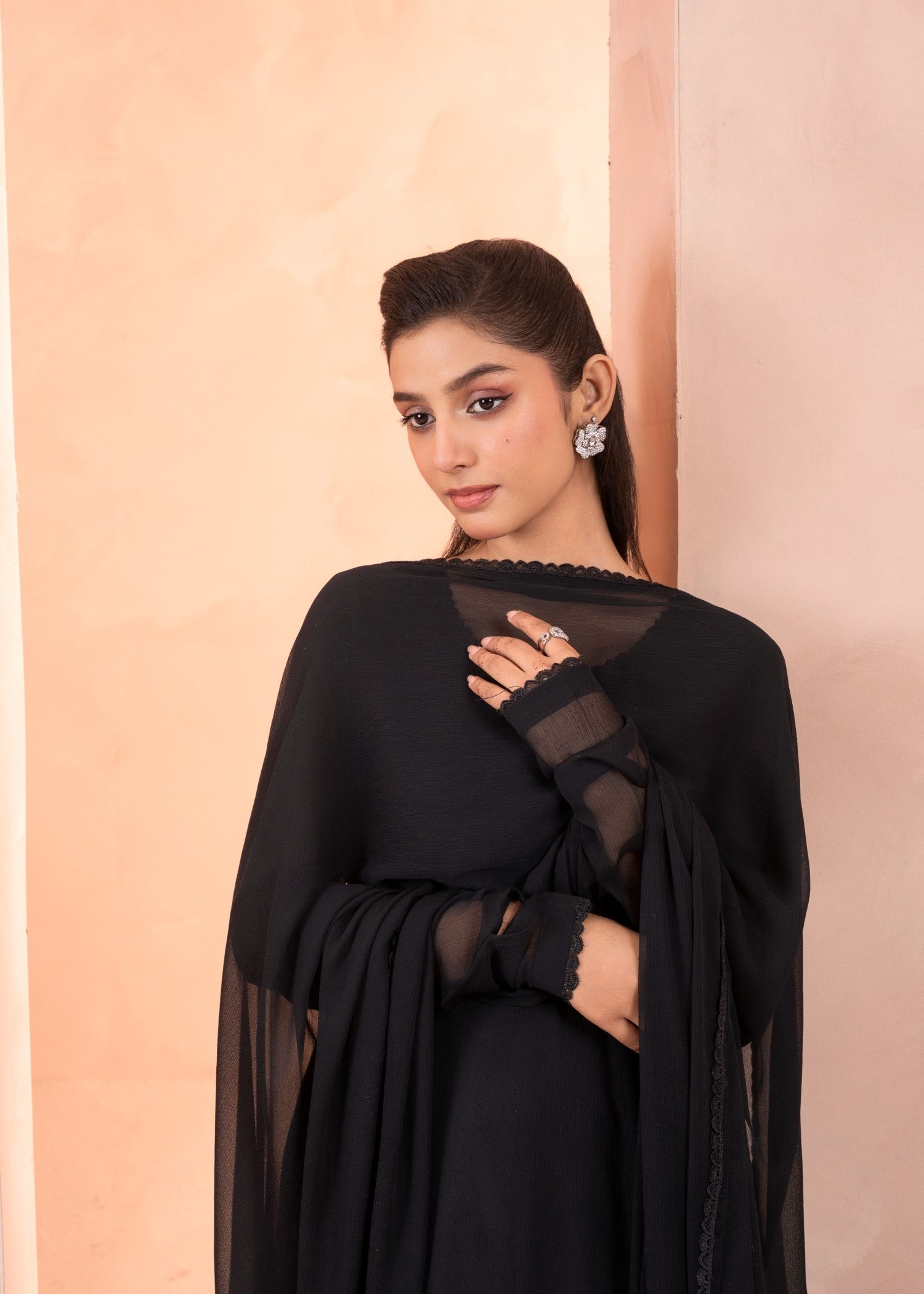Alyssa BLACK CHIFFON MAXI Women 3pcs