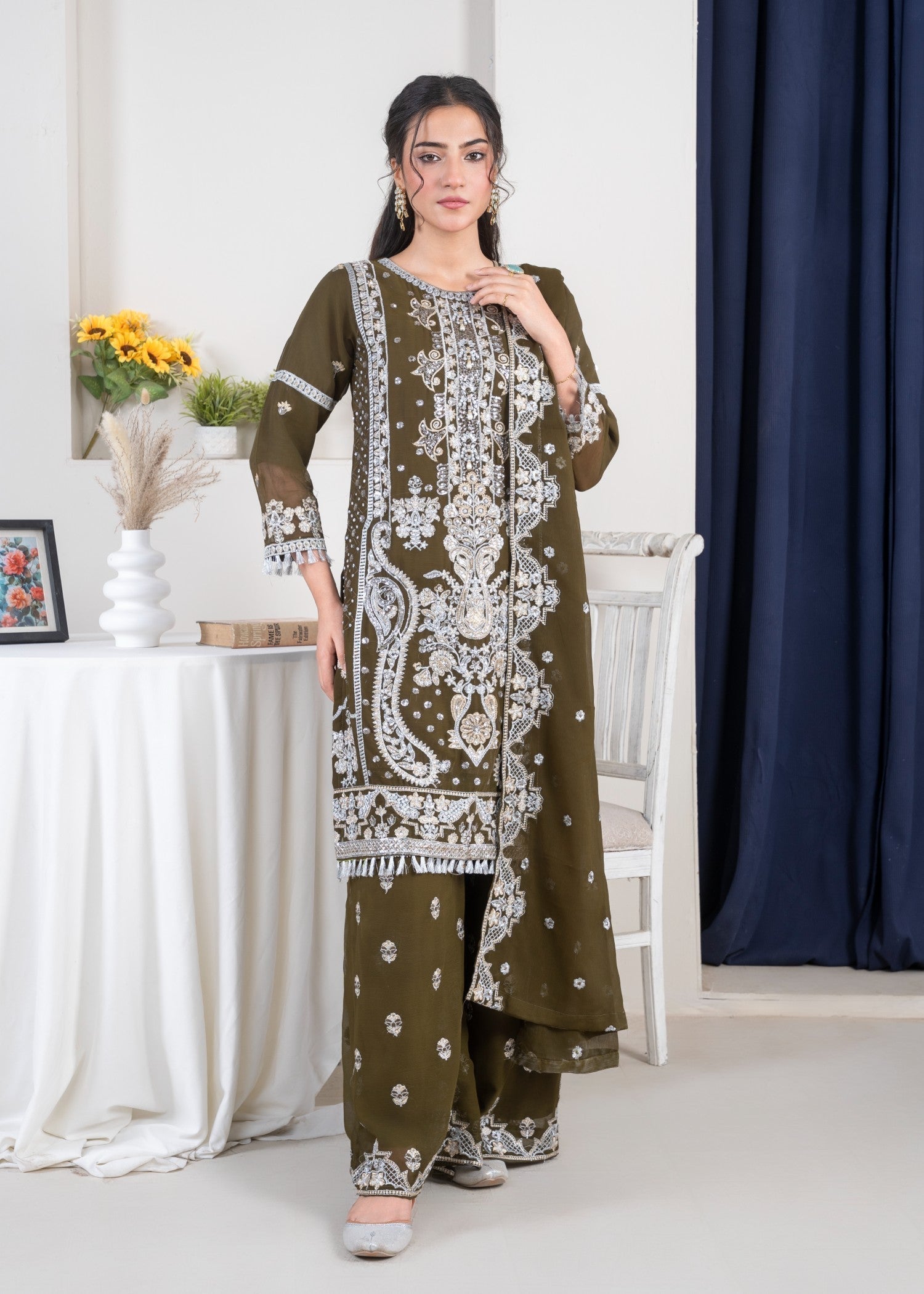 Four Season Boutique AIMAN MHENDI OLIVE GREEN Women 3pcs