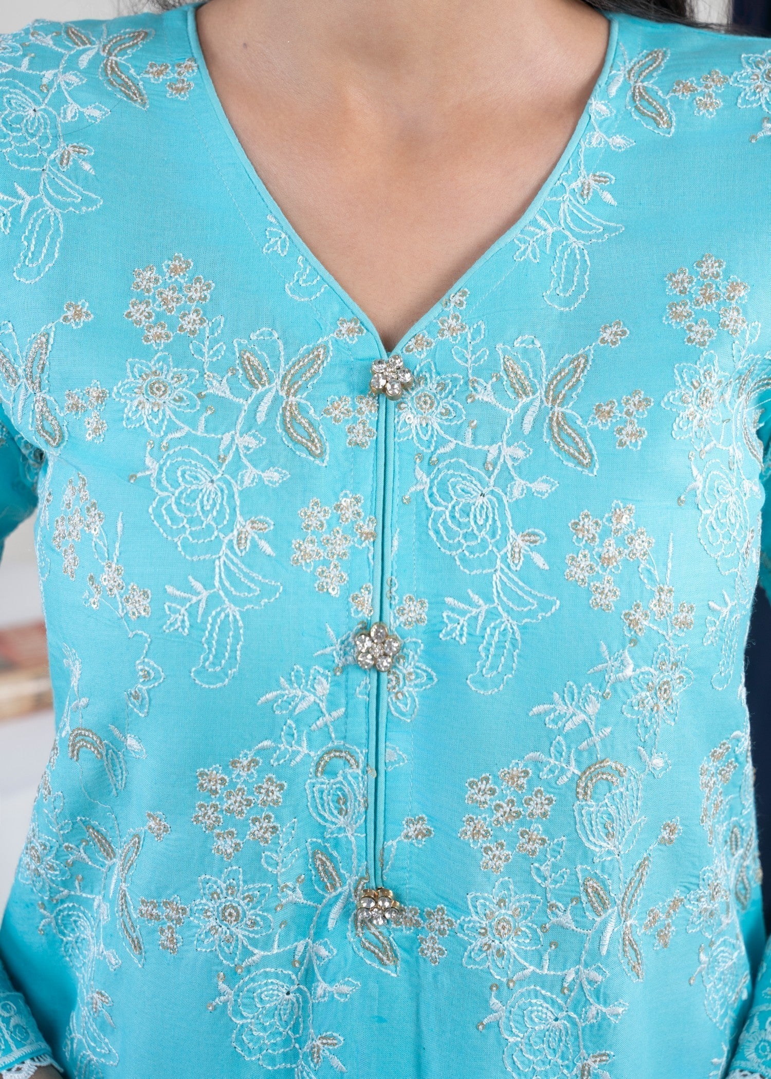 Four Season Boutique SAMBER COTTON AQUA BLUE Women 3pcs