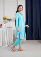 Four Season Boutique SAMBER COTTON AQUA BLUE Women 3pcs
