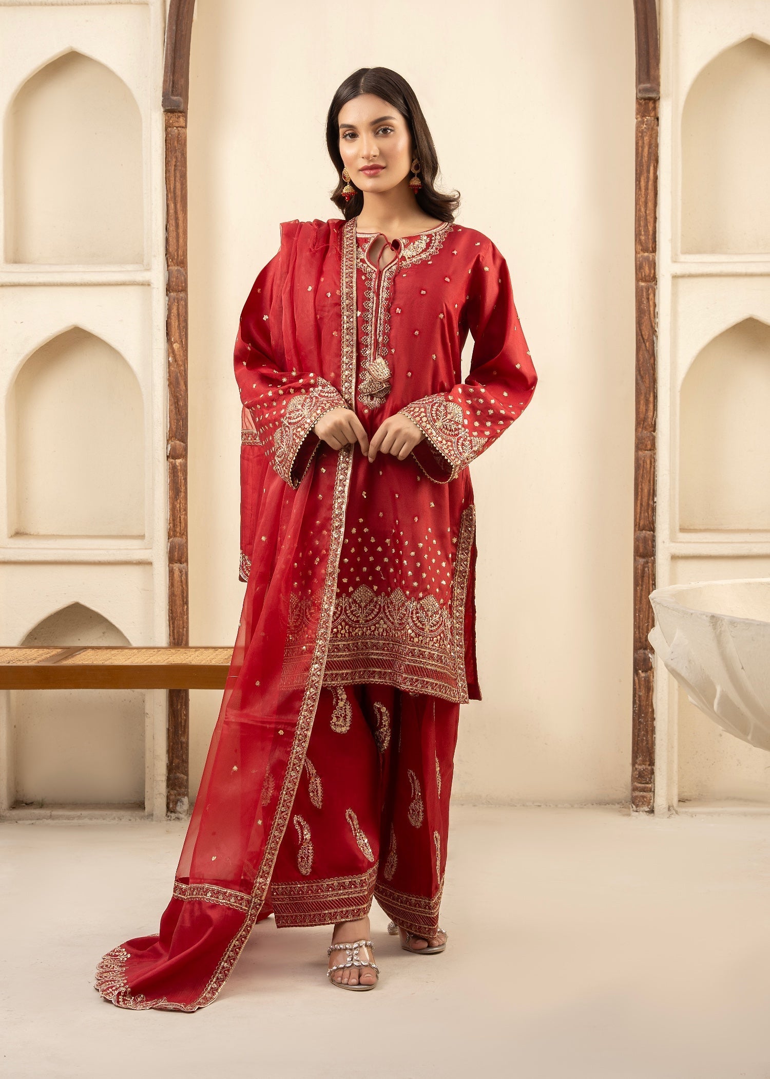 Maira Fashion Red Kurta Set 35 Women 3pcs
