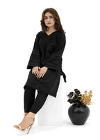 Pretbee Black Soft Cotton Cord Set Women 2pcs