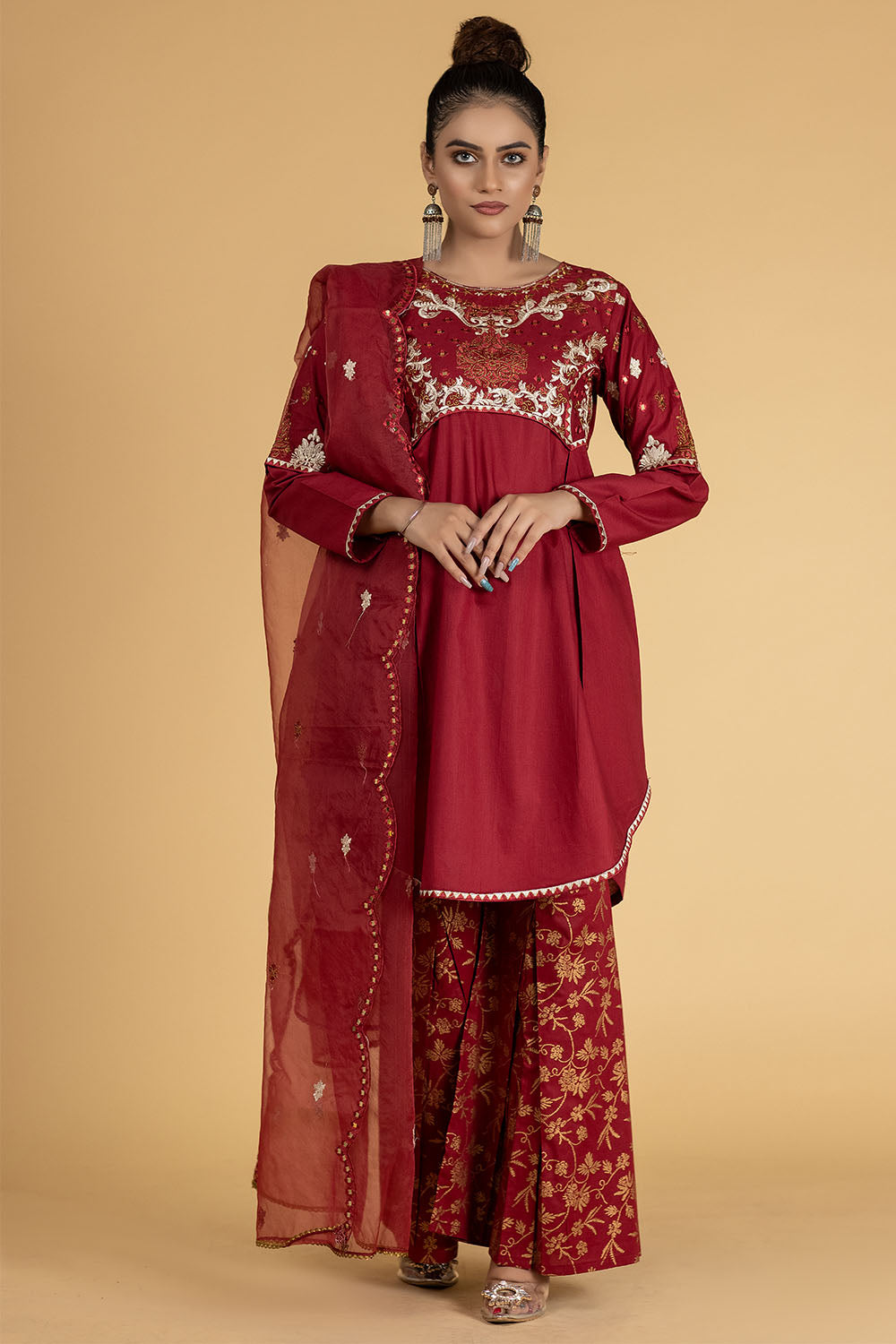 Madame Embroidered Cotton Sharara Suit 2508 Women 3pcs