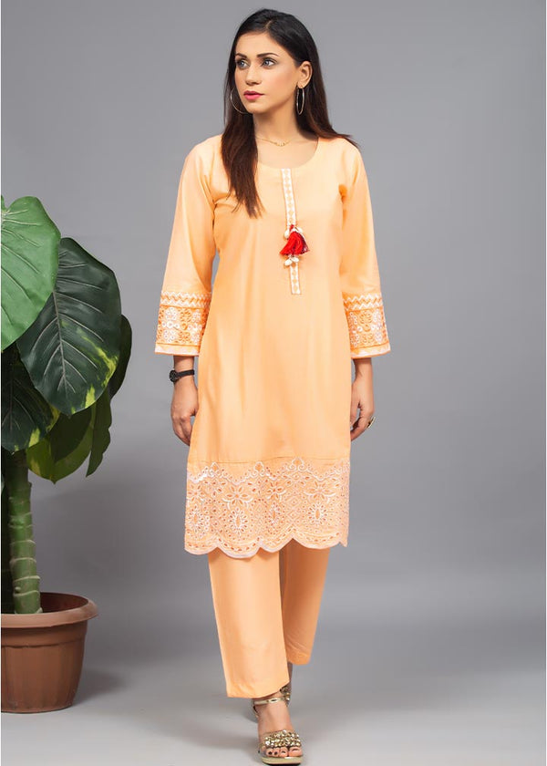 Aks Peach Embroidered 3027 Women 2pcs