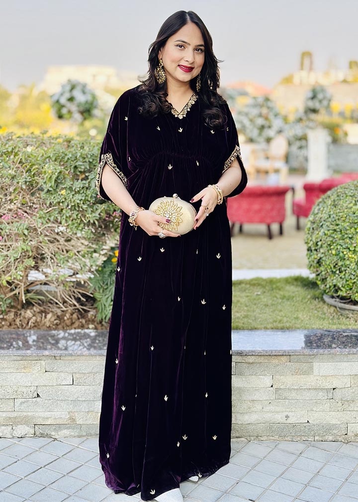 Kehkeshan Plum Kaftan Women 1pcs