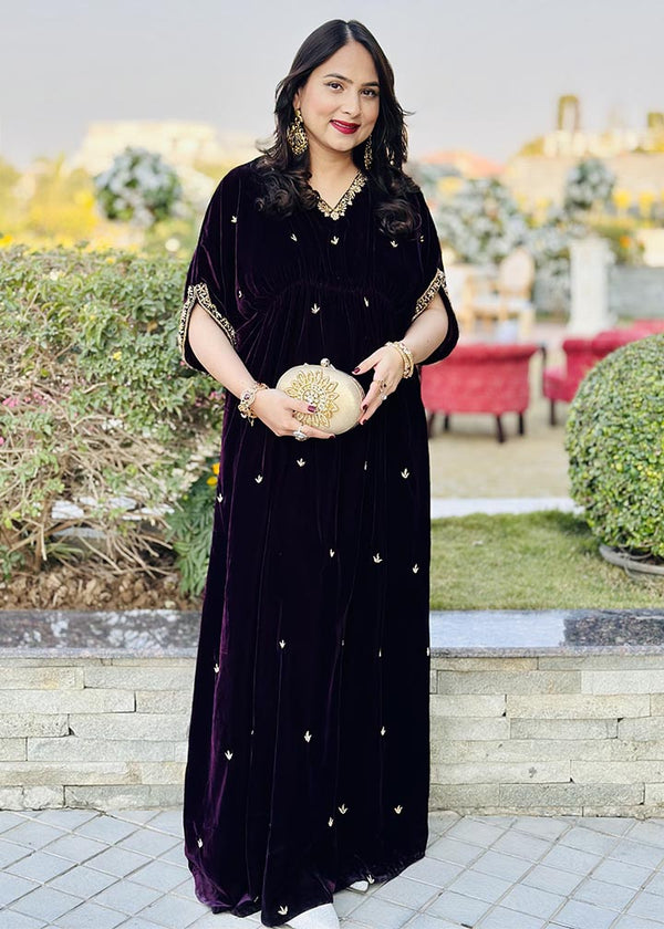 Kehkeshan Plum Kaftan Women 1pcs