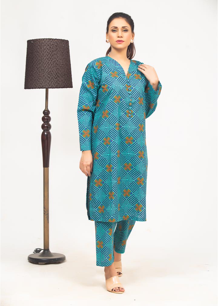 Aks Turquoise Printed 2018 Women 2pcs