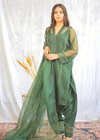 Closet By Fareeha Ijaz Hunter green Women 3pcs