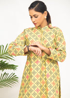 Aks Lemon Yellow Printed 2010 Women 2pcs