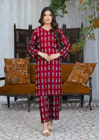 Hamna Kalim small 3d flower maroon Women 2pcs