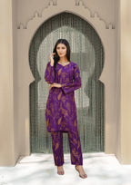 Hamna Kalim petal purple print Women 2pcs
