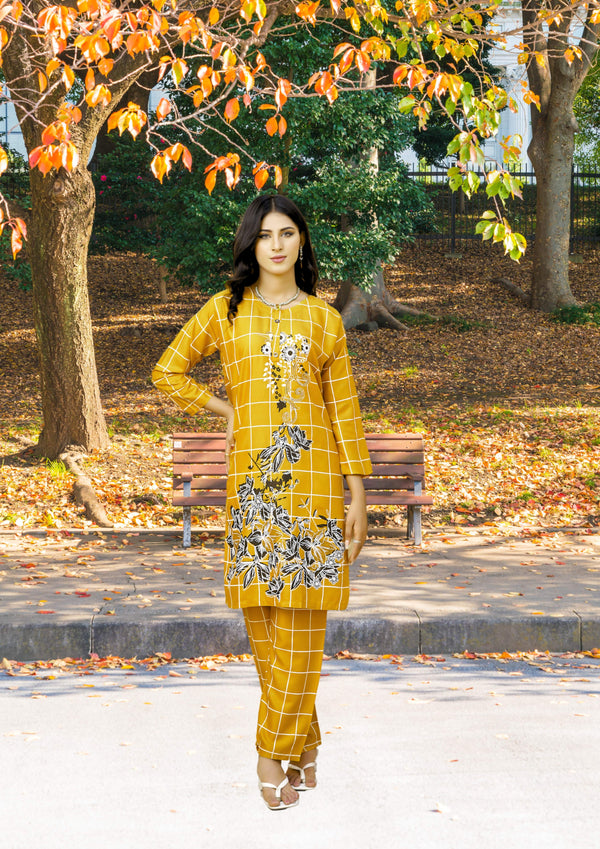 Hamna Kalim rehan mustard Women 2pcs