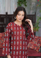 Hamna Kalim small 3d flower maroon Women 2pcs