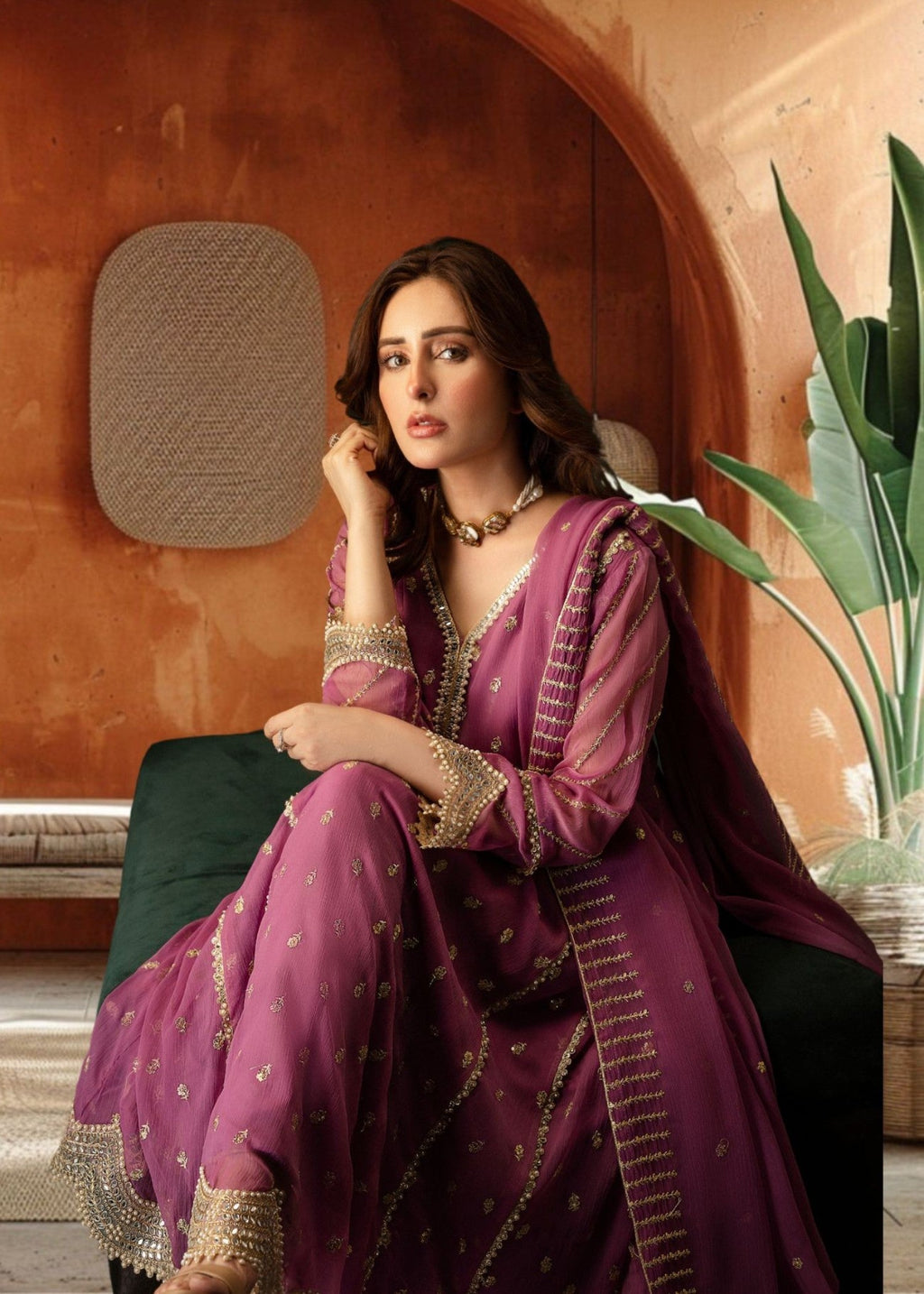 Al-Harir Apparel Gulaal Mauve Women 3pcs