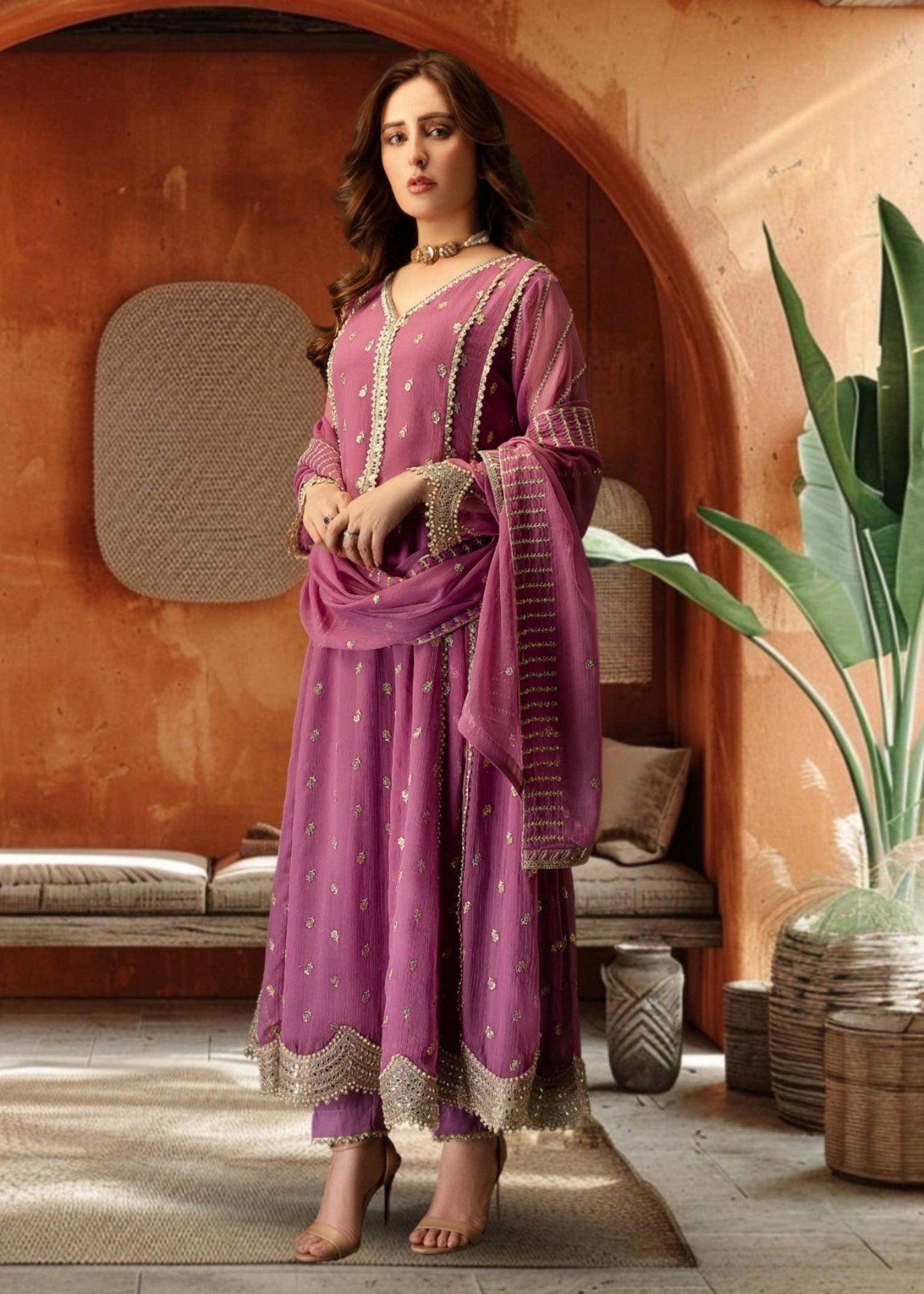 Al-Harir Apparel Gulaal Mauve Women 3pcs