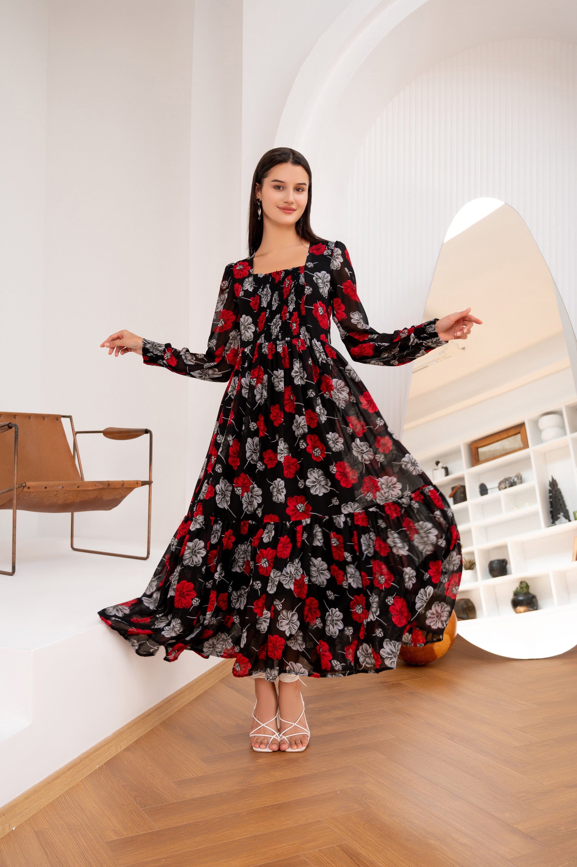 Mardaz Fashion Black Day Dream Floral Maxi Women 3pcs