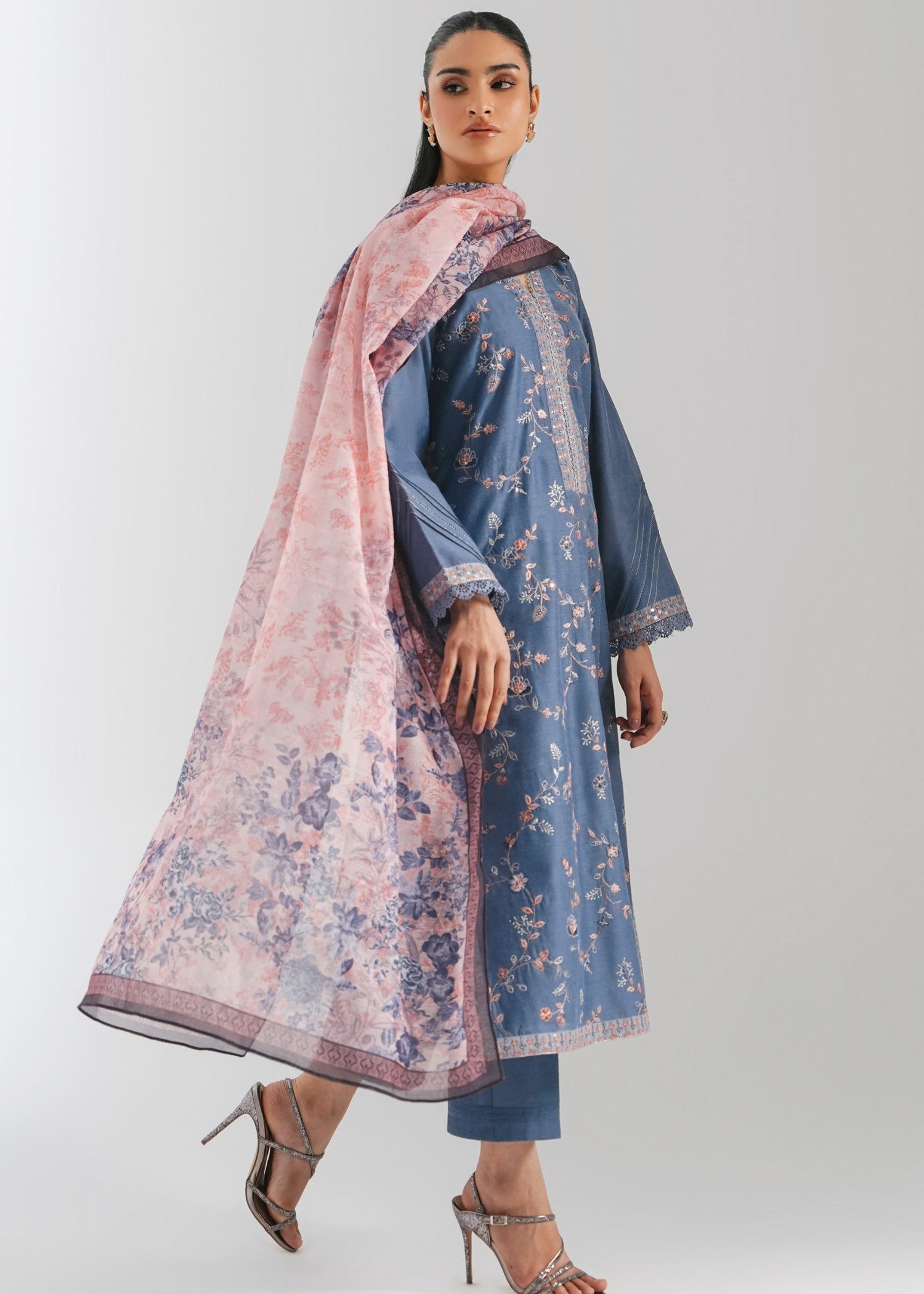 Zeen Stitched Embroidered Cotton Net Suit WZM35149 Women 3pcs