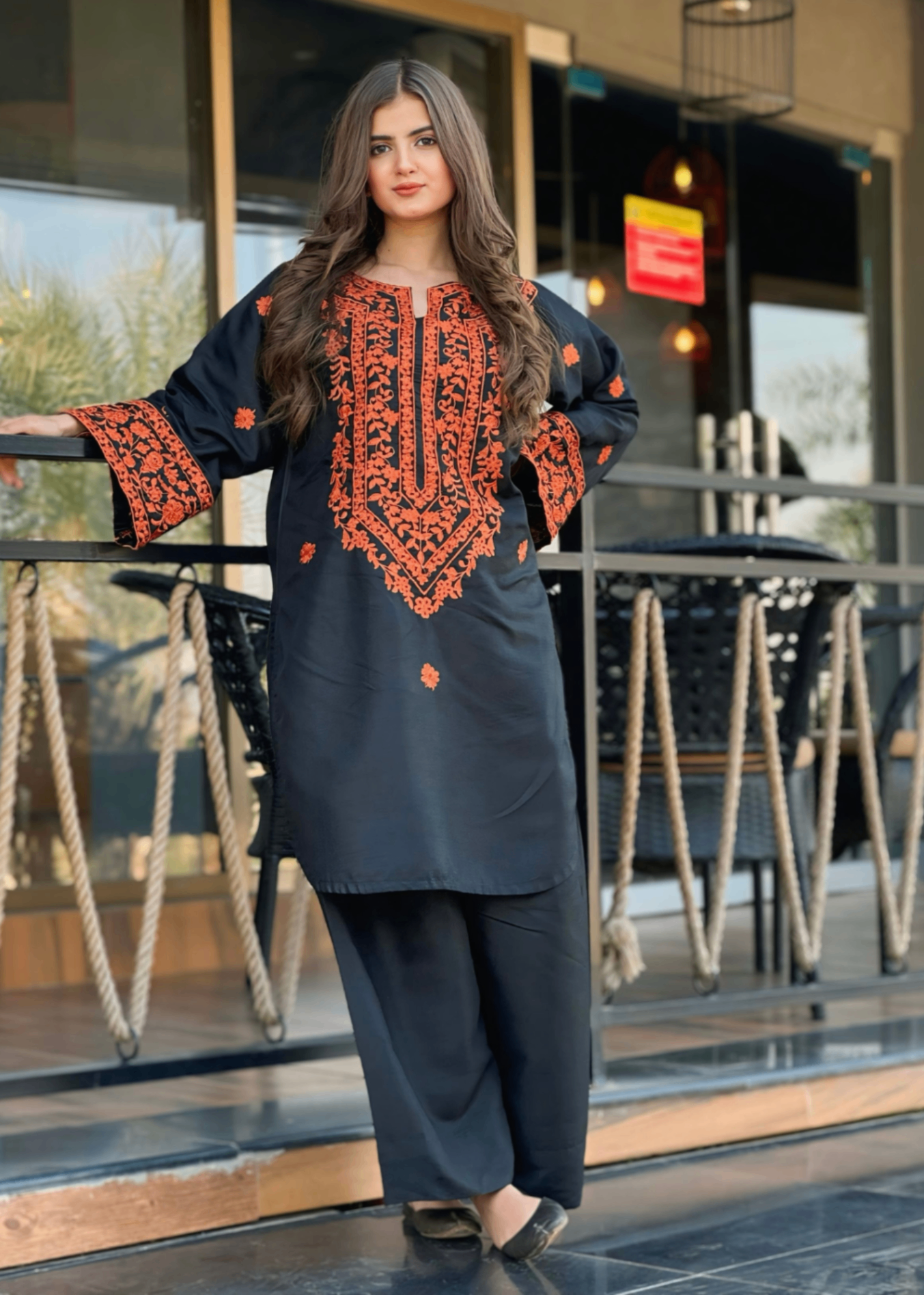 Chaudhary Arts Zouk Embroidered black Women 2pcs
