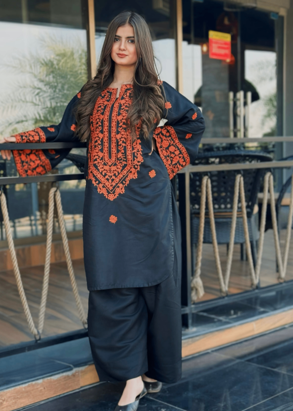 Chaudhary Arts Zouk Embroidered black Women 2pcs