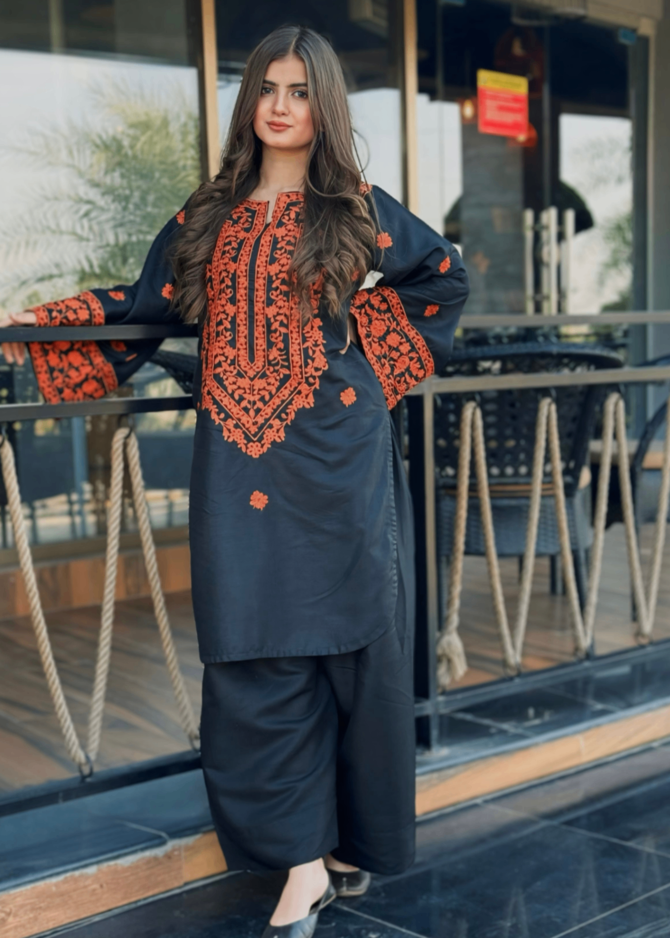 Chaudhary Arts Zouk Embroidered black Women 2pcs